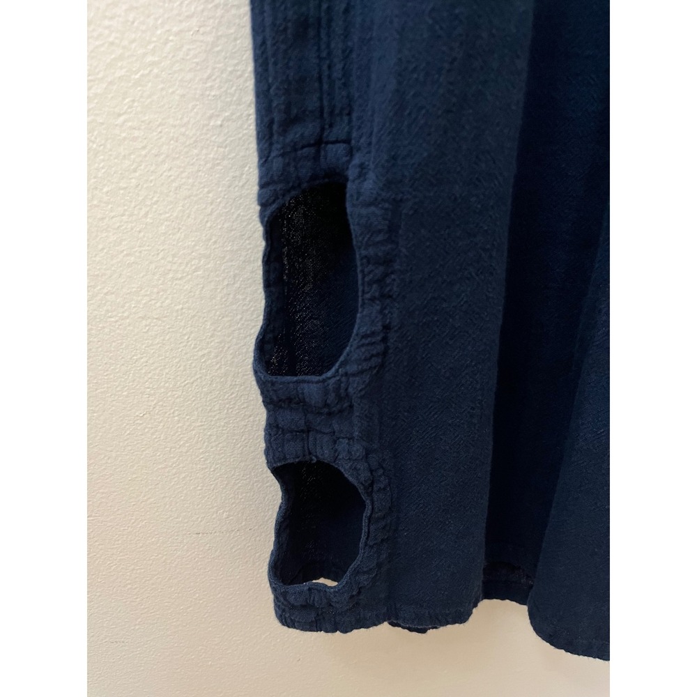 Oh My Gauze Wide Leg Pants L/XL Navy Crop Cutout Hem Boho Lagenlook Minimalist - Picture 2 of 7
